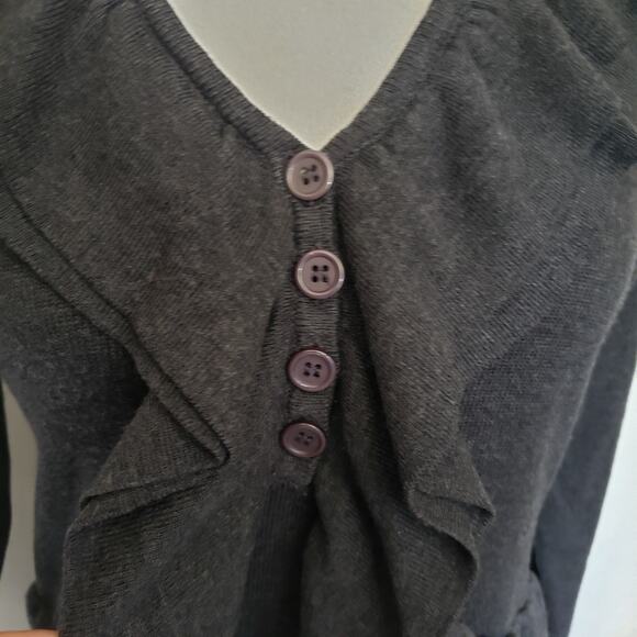 Calvin Klein Knit Dress Sz S Whimsigoth Ruffle Romantic Goth Witchy Gray Winter - Picture 3 of 12